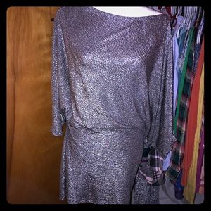 Silver Off the Shoulder Mini Dress